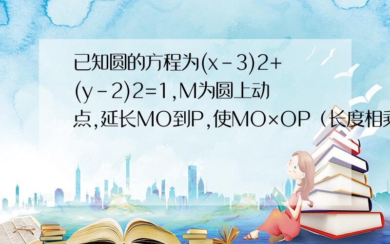 已知圆的方程为(x-3)2+(y-2)2=1,M为圆上动点,延长MO到P,使MO×OP（长度相乘）=6,求点P的轨迹