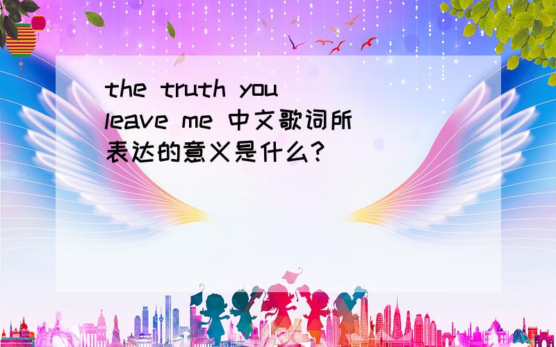 the truth you leave me 中文歌词所表达的意义是什么?