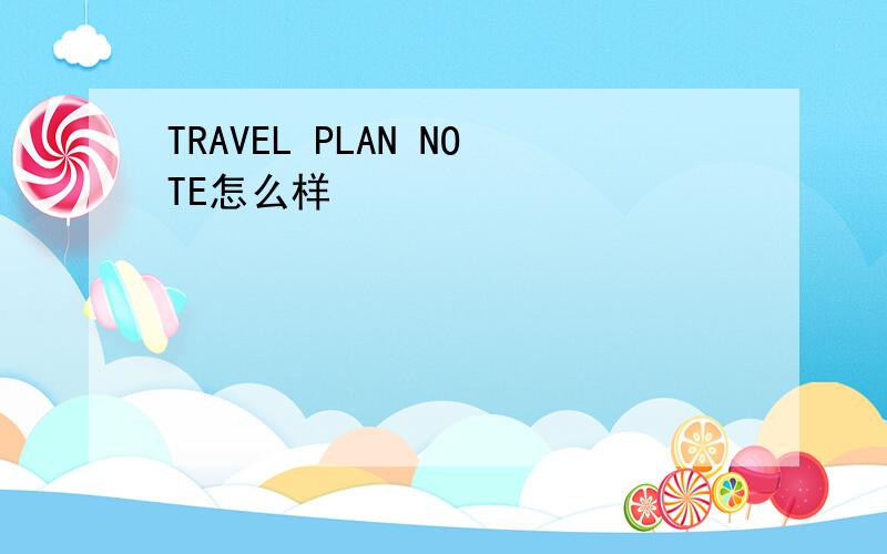 TRAVEL PLAN NOTE怎么样