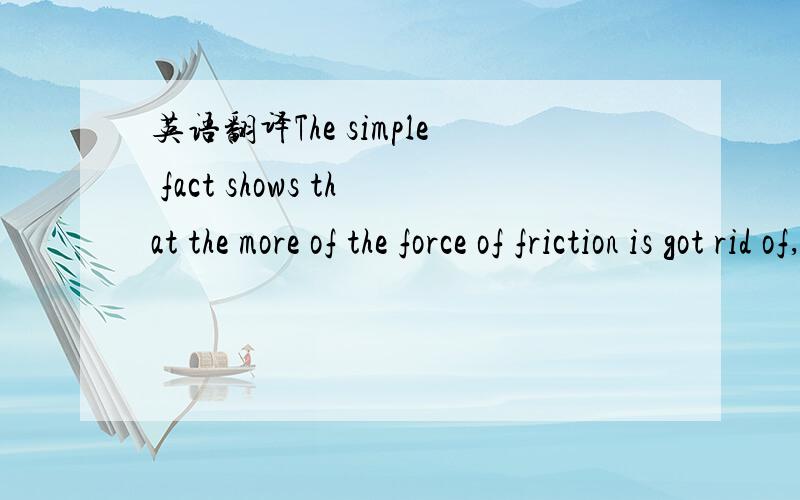 英语翻译The simple fact shows that the more of the force of friction is got rid of,the farther will the ball travel,and we are led to infer that,if all the impeding forces of gravitation and resistance could be removed,there is no reason why the