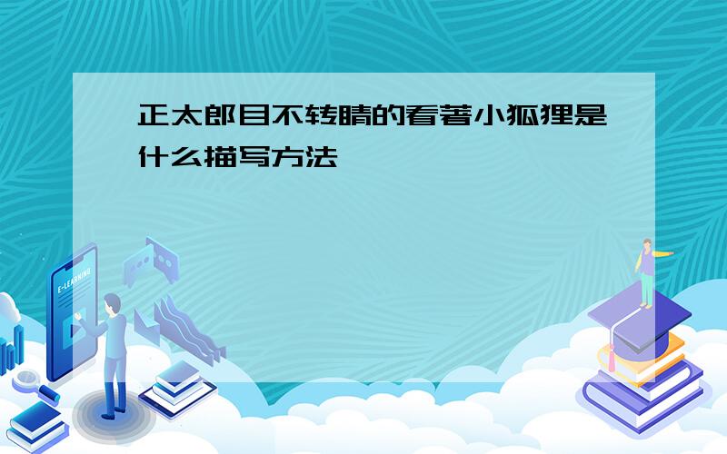 正太郎目不转睛的看著小狐狸是什么描写方法