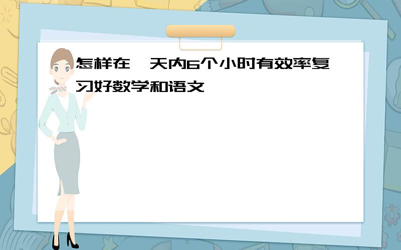 怎样在一天内6个小时有效率复习好数学和语文