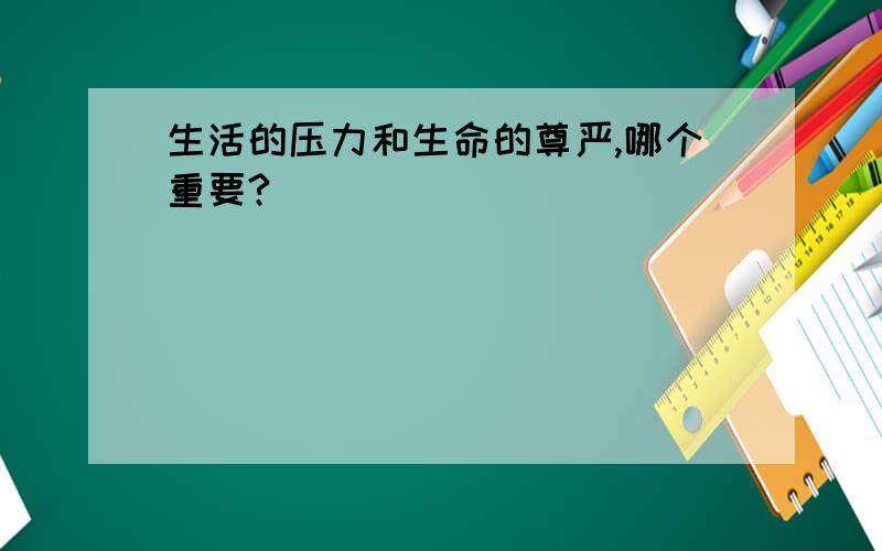 生活的压力和生命的尊严,哪个重要?