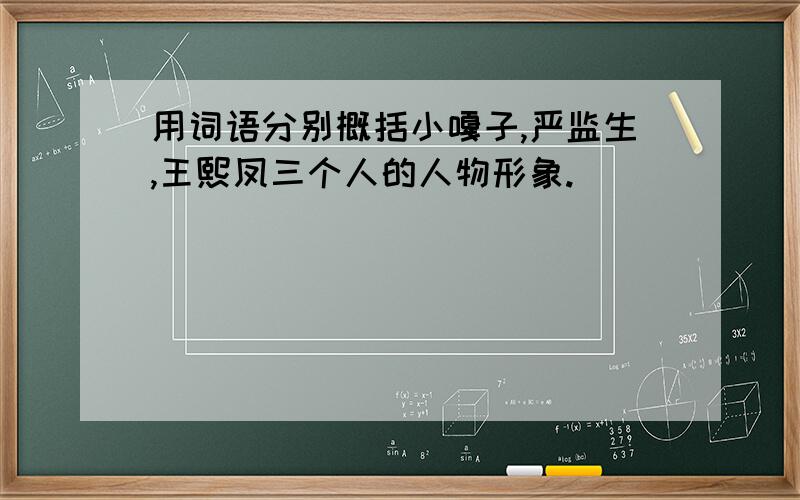 用词语分别概括小嘎子,严监生,王熙凤三个人的人物形象.