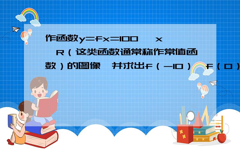 作函数y=fx=100 ,x∈R（这类函数通常称作常值函数）的图像,并求出f（-10）,f（0）,f（1000）我还不懂这号题,