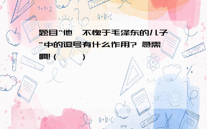 题目“他,不愧于毛泽东的儿子”中的逗号有什么作用? 急需啊!（……）