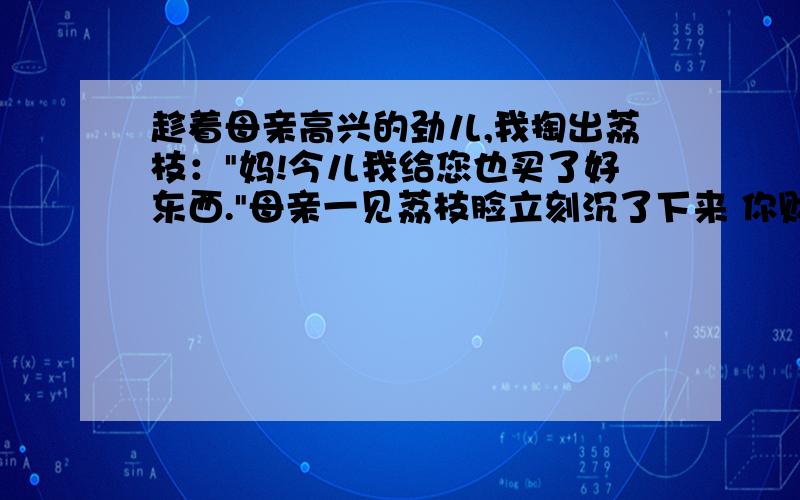 趁着母亲高兴的劲儿,我掏出荔枝：