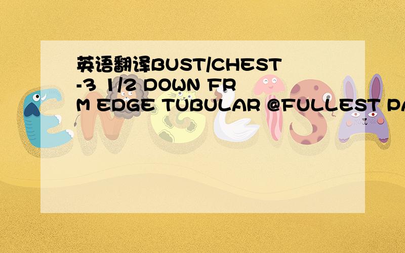 英语翻译BUST/CHEST-3 1/2 DOWN FRM EDGE TUBULAR @FULLEST PARTSWEEP STRAIGHT-EDGE TO EDGETUBULAR HEM HEIGHT—SWEEP-TOPTUBULAR HEM HEIGHT- BUSTBODY LENGTH CF—CROTCHBODY LENGTH-CB-CROTCHINSIDE BRA SUPPORT DIMENSIONSHELF BRA BOTTOM RELAXEDSHELF BRA