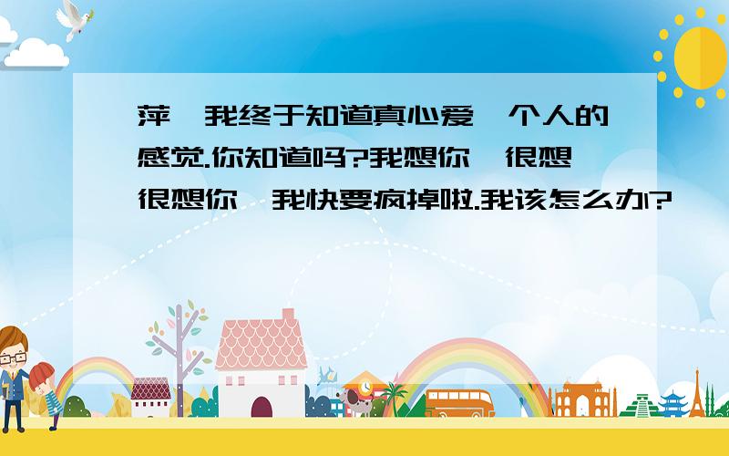 萍,我终于知道真心爱一个人的感觉.你知道吗?我想你,很想很想你,我快要疯掉啦.我该怎么办?