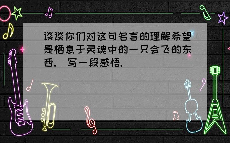 谈谈你们对这句名言的理解希望是栖息于灵魂中的一只会飞的东西.（写一段感悟,