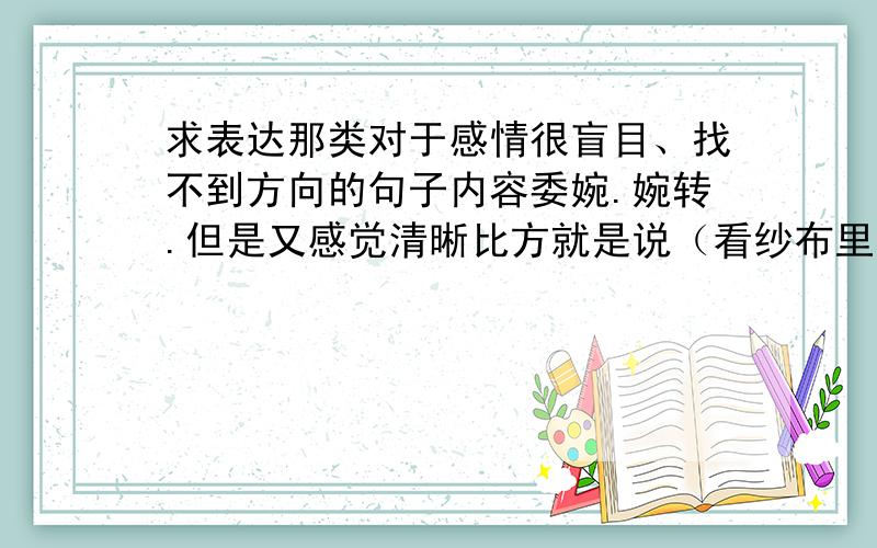 求表达那类对于感情很盲目、找不到方向的句子内容委婉.婉转.但是又感觉清晰比方就是说（看纱布里的姑娘你更本看不清但是就是知道是姑娘）的意思