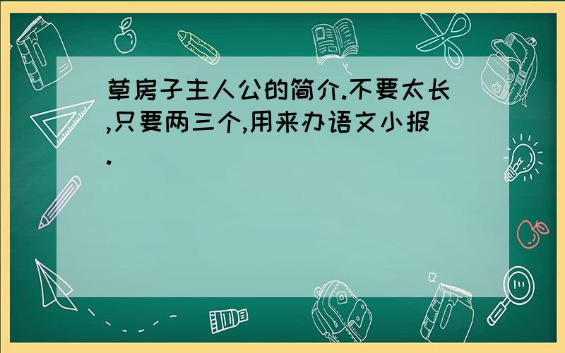 草房子主人公的简介.不要太长,只要两三个,用来办语文小报.