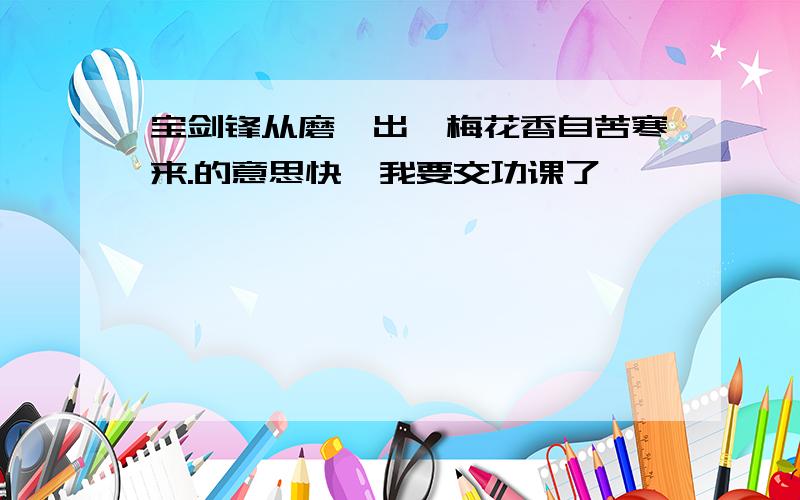 宝剑锋从磨砺出,梅花香自苦寒来.的意思快,我要交功课了