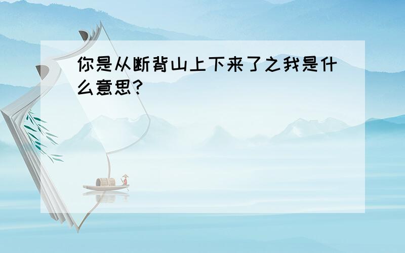 你是从断背山上下来了之我是什么意思?