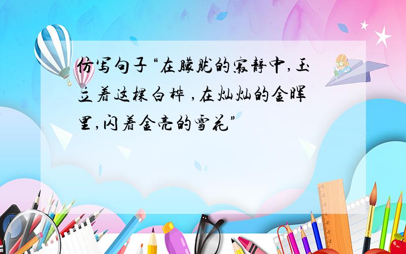 仿写句子“在朦胧的寂静中,玉立着这棵白桦 ,在灿灿的金晖里,闪着金亮的雪花”