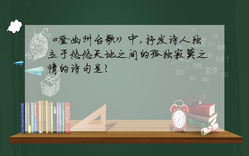 《登幽州台歌》中,抒发诗人独立于悠悠天地之间的孤独寂莫之情的诗句是?