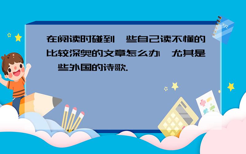 在阅读时碰到一些自己读不懂的比较深奥的文章怎么办,尤其是一些外国的诗歌.