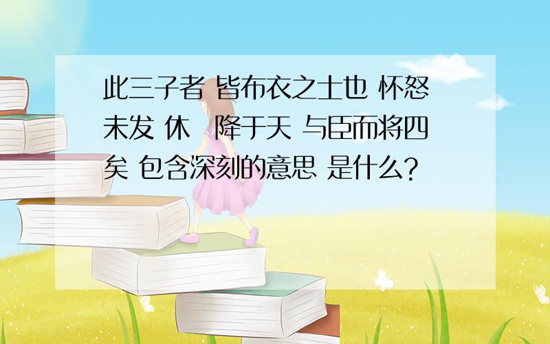 此三子者 皆布衣之士也 怀怒未发 休祲降于天 与臣而将四矣 包含深刻的意思 是什么?