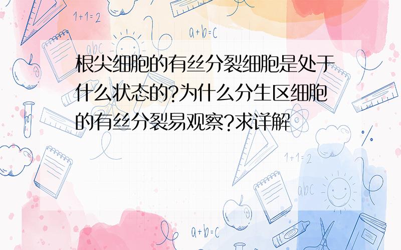 根尖细胞的有丝分裂细胞是处于什么状态的?为什么分生区细胞的有丝分裂易观察?求详解