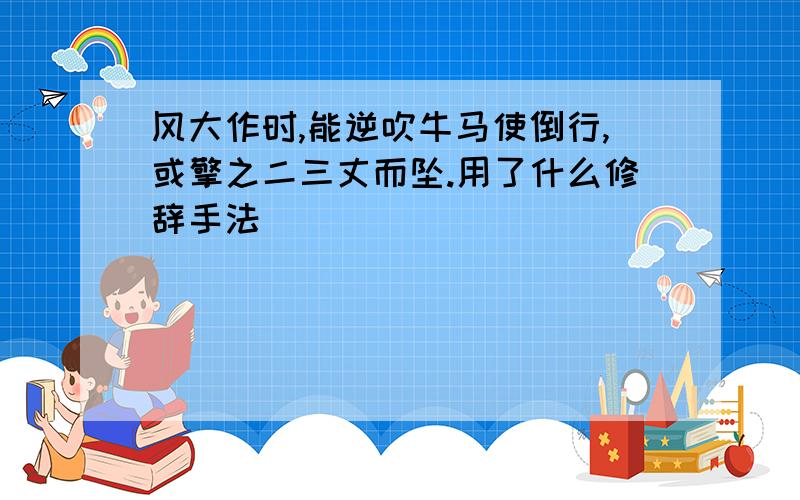 风大作时,能逆吹牛马使倒行,或擎之二三丈而坠.用了什么修辞手法