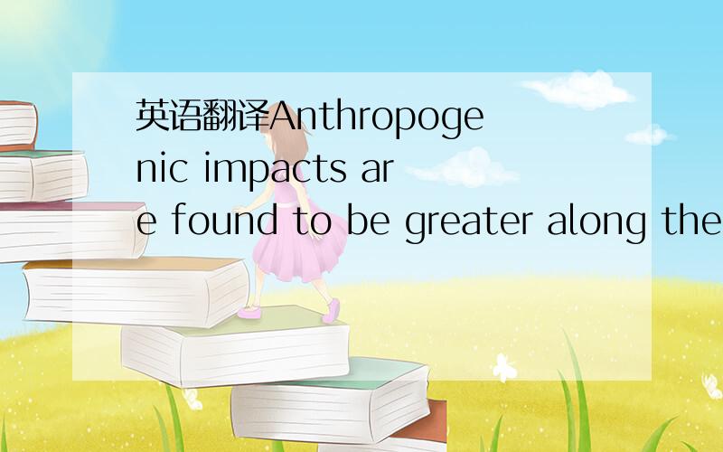 英语翻译Anthropogenic impacts are found to be greater along the more densely developed and modified portion of the coast where jetties at engineered inlets impound large volumes of sediment resulting in extreme but discrete progradation updrift o