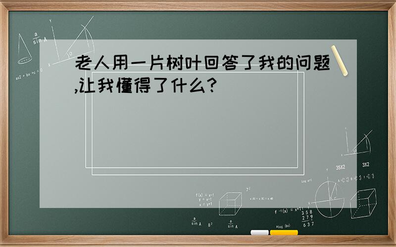 老人用一片树叶回答了我的问题,让我懂得了什么?