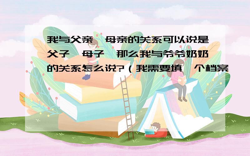 我与父亲、母亲的关系可以说是父子、母子,那么我与爷爷奶奶的关系怎么说?（我需要填一个档案,