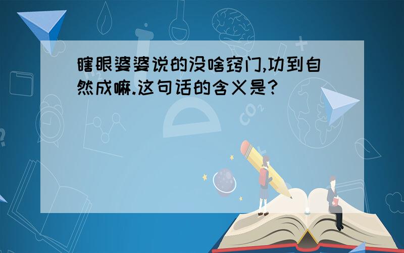 瞎眼婆婆说的没啥窍门,功到自然成嘛.这句话的含义是?