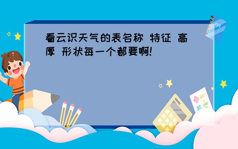 看云识天气的表名称 特征 高厚 形状每一个都要啊!