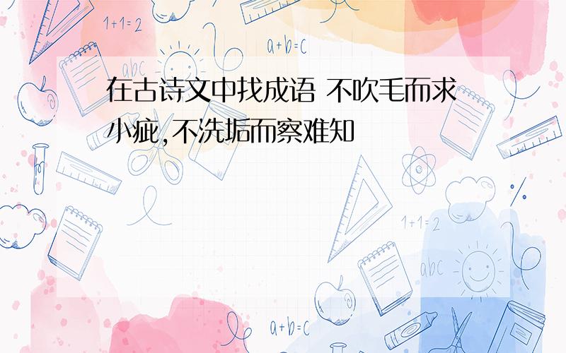 在古诗文中找成语 不吹毛而求小疵,不洗垢而察难知