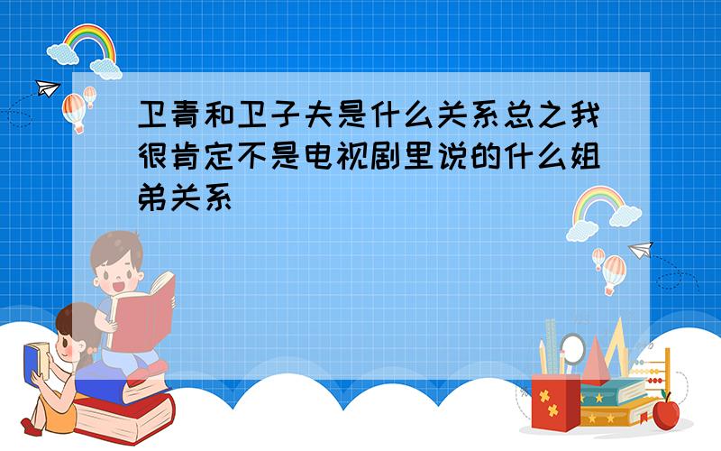 卫青和卫子夫是什么关系总之我很肯定不是电视剧里说的什么姐弟关系