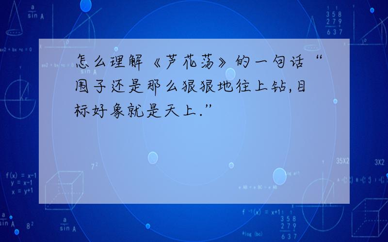 怎么理解《芦花荡》的一句话“围子还是那么狠狠地往上钻,目标好象就是天上.”