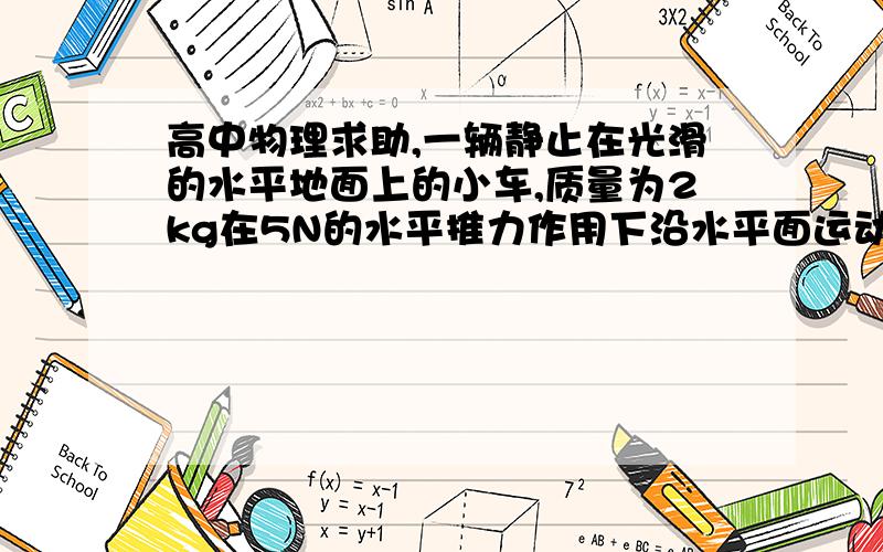 高中物理求助,一辆静止在光滑的水平地面上的小车,质量为2kg在5N的水平推力作用下沿水平面运动.求小车3s末的速度大小,3s内小车发生的位移