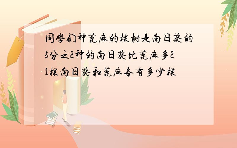 同学们种蓖麻的棵树是向日葵的5分之2种的向日葵比蓖麻多21棵向日葵和蓖麻各有多少棵