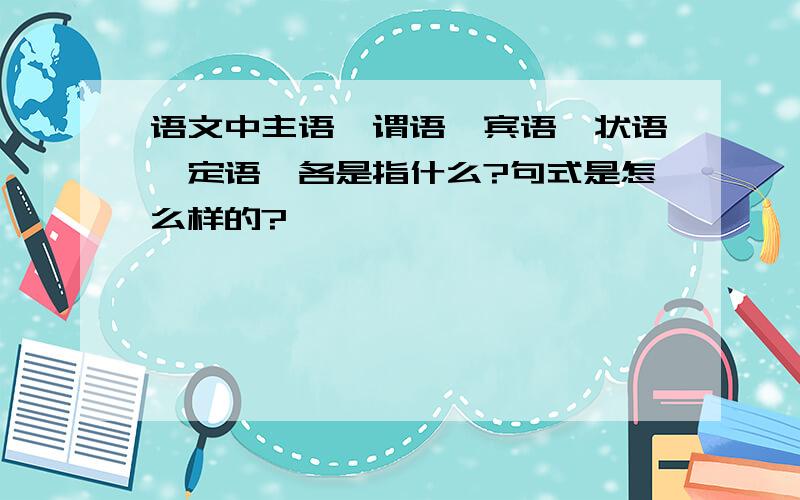 语文中主语,谓语,宾语,状语,定语,各是指什么?句式是怎么样的?