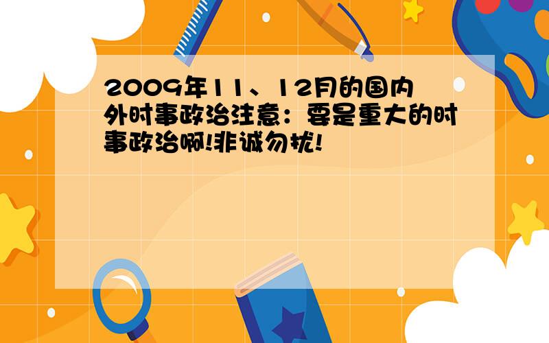 2009年11、12月的国内外时事政治注意：要是重大的时事政治啊!非诚勿扰!