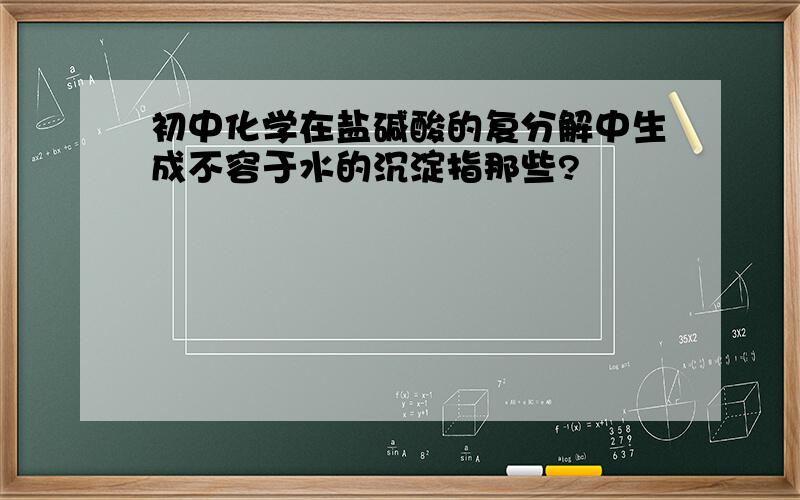 初中化学在盐碱酸的复分解中生成不容于水的沉淀指那些?