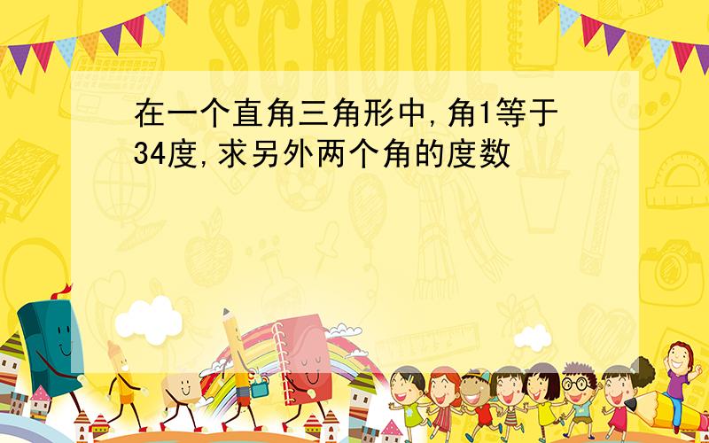 在一个直角三角形中,角1等于34度,求另外两个角的度数