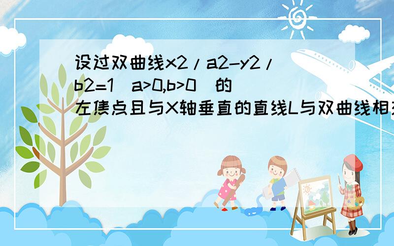 设过双曲线x2/a2-y2/b2=1(a>0,b>0)的左焦点且与X轴垂直的直线L与双曲线相交与A,B两点,右焦在以AB为直径的圆内,则该双曲线的离心率的取值范围为?