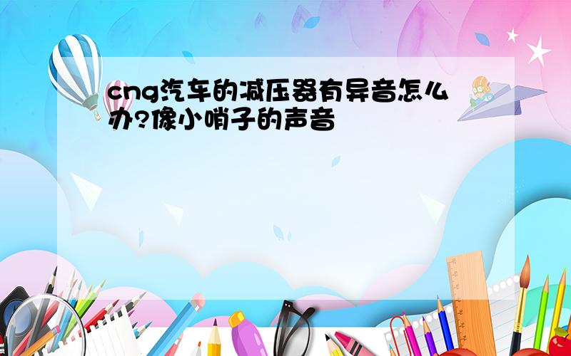 cng汽车的减压器有异音怎么办?像小哨子的声音