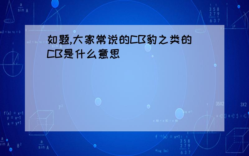 如题,大家常说的CB豹之类的CB是什么意思