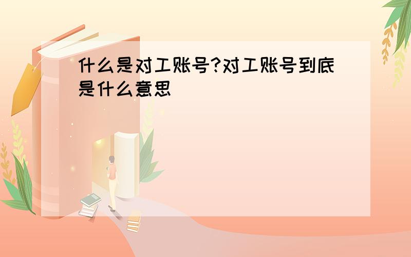 什么是对工账号?对工账号到底是什么意思