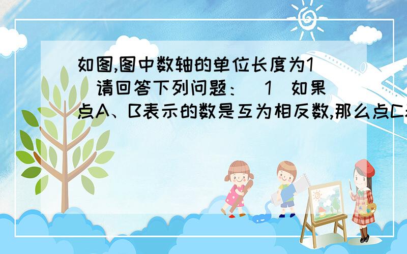 如图,图中数轴的单位长度为1．请回答下列问题：（1）如果点A、B表示的数是互为相反数,那么点C表示的数是多少（2）如果点D、B表示的数是互为相反数,那么点C表示的数是正数还是负数,图中