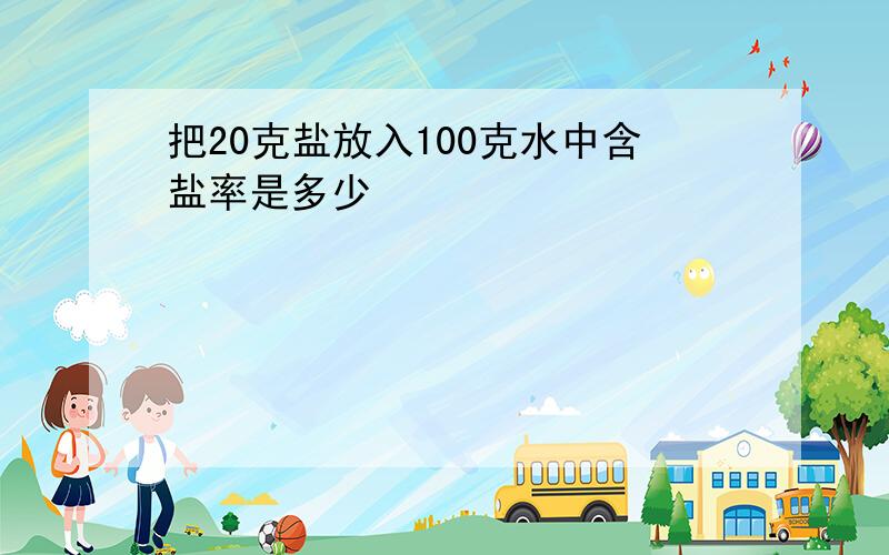 把20克盐放入100克水中含盐率是多少