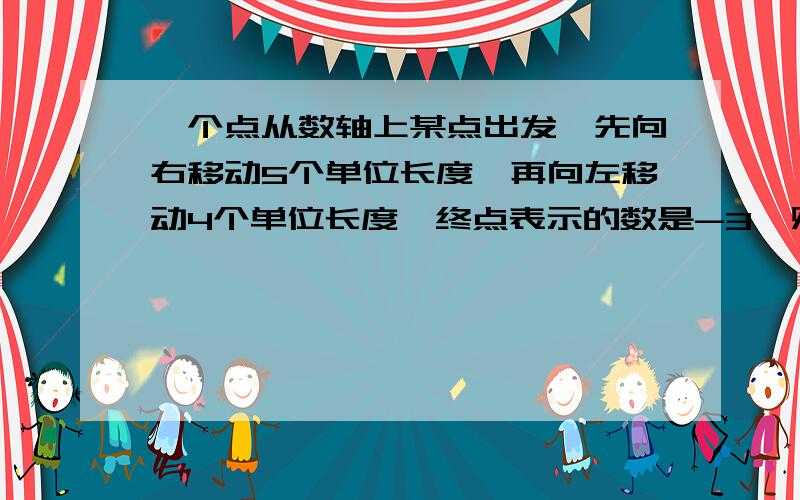 一个点从数轴上某点出发,先向右移动5个单位长度,再向左移动4个单位长度,终点表示的数是-3,则起点表示的数是多少