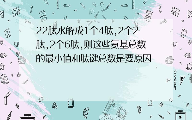 22肽水解成1个4肽,2个2肽,2个6肽,则这些氨基总数的最小值和肽键总数是要原因