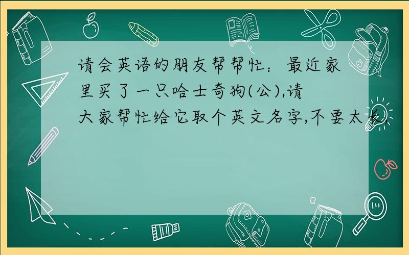 请会英语的朋友帮帮忙：最近家里买了一只哈士奇狗(公),请大家帮忙给它取个英文名字,不要太长,