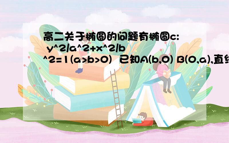 高二关于椭圆的问题有椭圆c: y^2/a^2+x^2/b^2=1(a>b>0)  已知A(b,0) B(0,a),直线y=kx(k>0)与ab相交于点D,与椭圆c相交于E F两点（第一象限的是E）,求四边形AEBF面积的最大值其实这题本来是一道很长的题.我