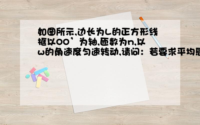 如图所示,边长为L的正方形线框以OO’为轴,匝数为n,以w的角速度匀速转动,请问：若要求平均感应电动势,为什么不可以用nBLV（V是平均速度）,而一定用磁通量的变化率来求.