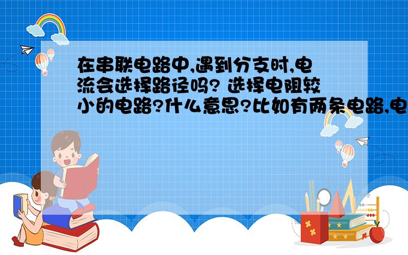 在串联电路中,遇到分支时,电流会选择路径吗? 选择电阻较小的电路?什么意思?比如有两条电路,电流会流入电阻较小的电路.是这样吗?